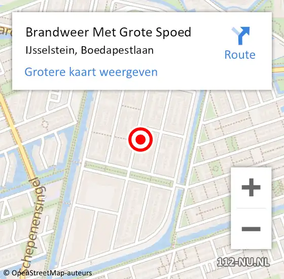 Locatie op kaart van de 112 melding: Brandweer Met Grote Spoed Naar IJsselstein, Boedapestlaan op 17 oktober 2022 13:28