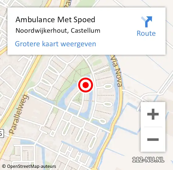 Locatie op kaart van de 112 melding: Ambulance Met Spoed Naar Noordwijkerhout, Castellum op 17 oktober 2022 13:32