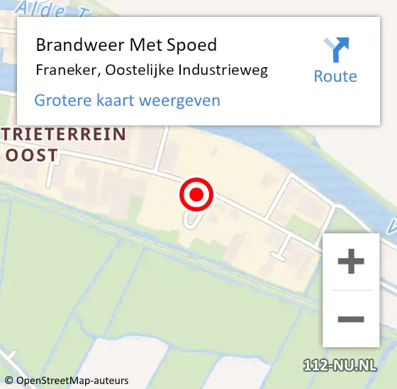 Locatie op kaart van de 112 melding: Brandweer Met Spoed Naar Franeker, Oostelijke Industrieweg op 17 oktober 2022 13:32