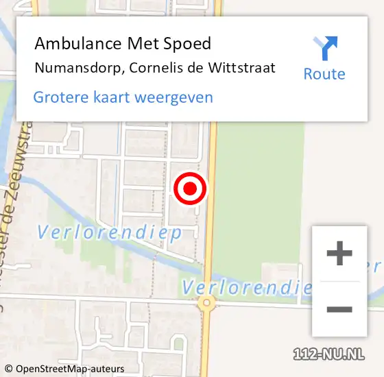 Locatie op kaart van de 112 melding: Ambulance Met Spoed Naar Numansdorp, Cornelis de Wittstraat op 17 oktober 2022 13:48