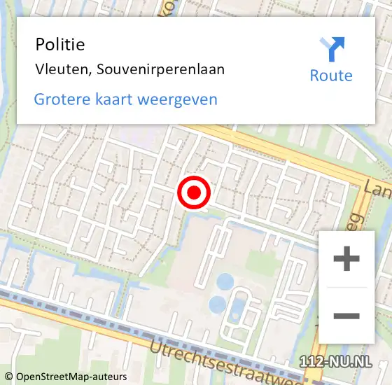 Locatie op kaart van de 112 melding: Politie Vleuten, Souvenirperenlaan op 17 oktober 2022 13:58