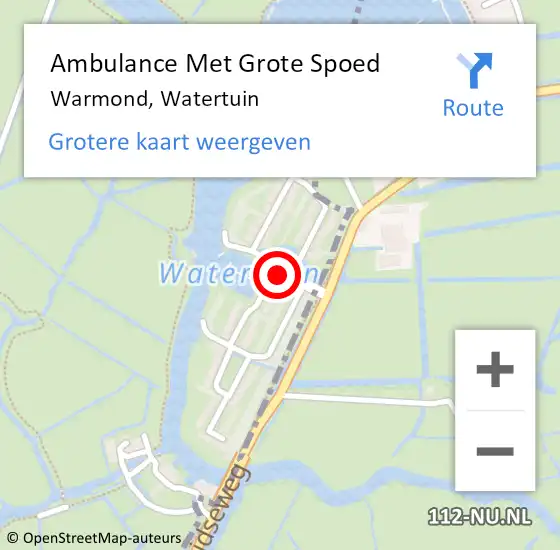 Locatie op kaart van de 112 melding: Ambulance Met Grote Spoed Naar Warmond, Watertuin op 17 oktober 2022 14:05