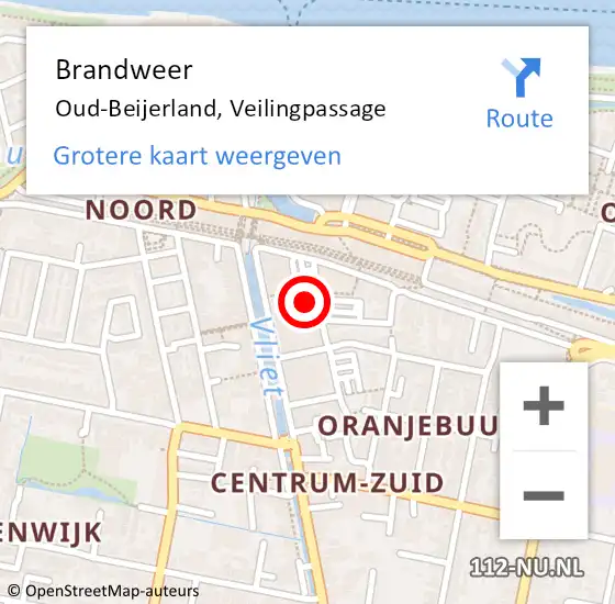 Locatie op kaart van de 112 melding: Brandweer Oud-Beijerland, Veilingpassage op 17 oktober 2022 14:07