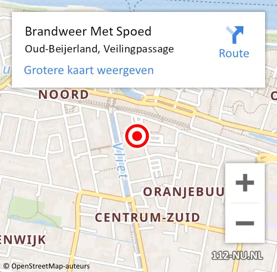 Locatie op kaart van de 112 melding: Brandweer Met Spoed Naar Oud-Beijerland, Veilingpassage op 17 oktober 2022 14:44