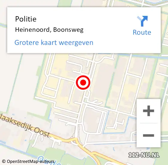 Locatie op kaart van de 112 melding: Politie Heinenoord, Boonsweg op 17 oktober 2022 14:48