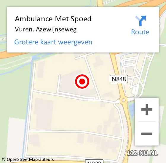 Locatie op kaart van de 112 melding: Ambulance Met Spoed Naar Vuren, Azewijnseweg op 17 oktober 2022 14:55