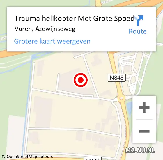 Locatie op kaart van de 112 melding: Trauma helikopter Met Grote Spoed Naar Vuren, Azewijnseweg op 17 oktober 2022 14:58