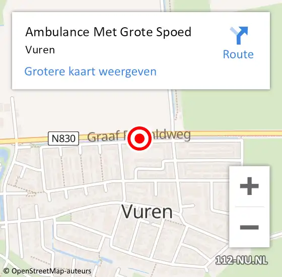 Locatie op kaart van de 112 melding: Ambulance Met Grote Spoed Naar Vuren op 17 oktober 2022 14:59