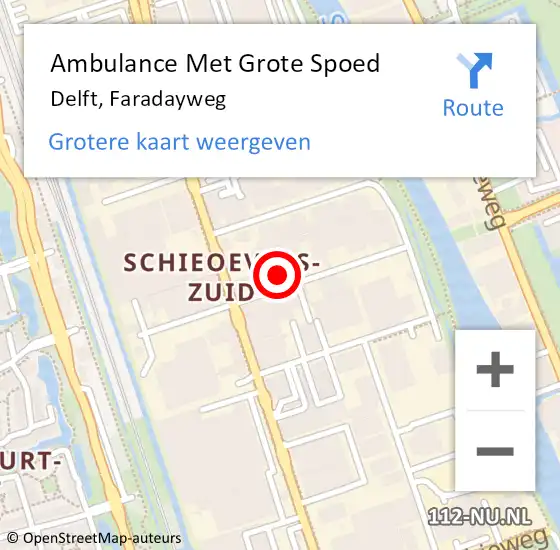 Locatie op kaart van de 112 melding: Ambulance Met Grote Spoed Naar Delft, Faradayweg op 17 oktober 2022 15:05