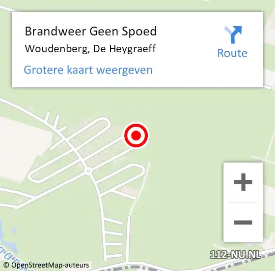 Locatie op kaart van de 112 melding: Brandweer Geen Spoed Naar Woudenberg, De Heygraeff op 17 oktober 2022 15:12