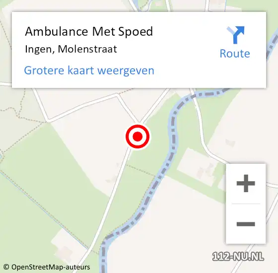 Locatie op kaart van de 112 melding: Ambulance Met Spoed Naar Ingen, Molenstraat op 17 oktober 2022 15:22