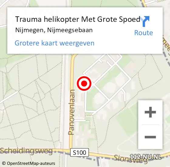 Locatie op kaart van de 112 melding: Trauma helikopter Met Grote Spoed Naar Nijmegen, Nijmeegsebaan op 17 oktober 2022 15:54