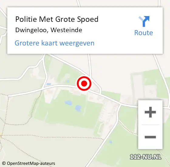 Locatie op kaart van de 112 melding: Politie Met Grote Spoed Naar Dwingeloo, Westeinde op 17 oktober 2022 16:10