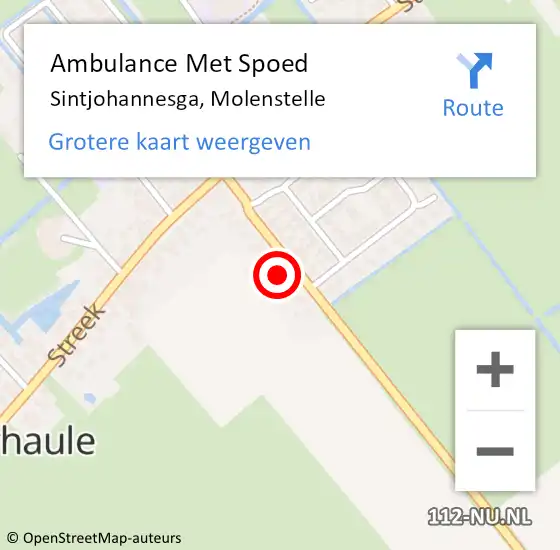 Locatie op kaart van de 112 melding: Ambulance Met Spoed Naar Sintjohannesga, Molenstelle op 17 oktober 2022 16:13