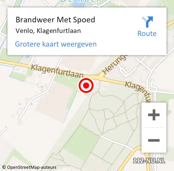 Locatie op kaart van de 112 melding: Brandweer Met Spoed Naar Venlo, Klagenfurtlaan op 17 oktober 2022 16:47