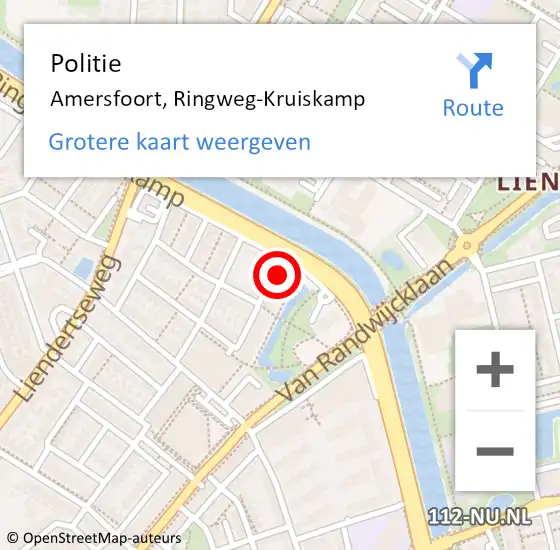 Locatie op kaart van de 112 melding: Politie Amersfoort, Ringweg-Kruiskamp op 17 oktober 2022 17:02
