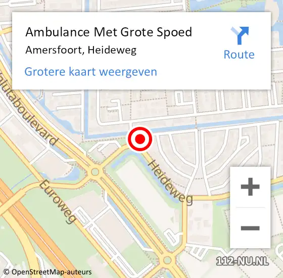 Locatie op kaart van de 112 melding: Ambulance Met Grote Spoed Naar Amersfoort, Heideweg op 17 oktober 2022 17:10
