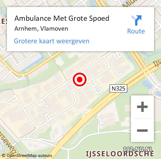 Locatie op kaart van de 112 melding: Ambulance Met Grote Spoed Naar Arnhem, Vlamoven op 17 oktober 2022 17:18