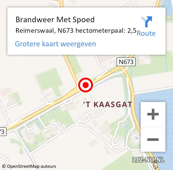 Locatie op kaart van de 112 melding: Brandweer Met Spoed Naar Reimerswaal, N673 hectometerpaal: 2,5 op 17 oktober 2022 17:19