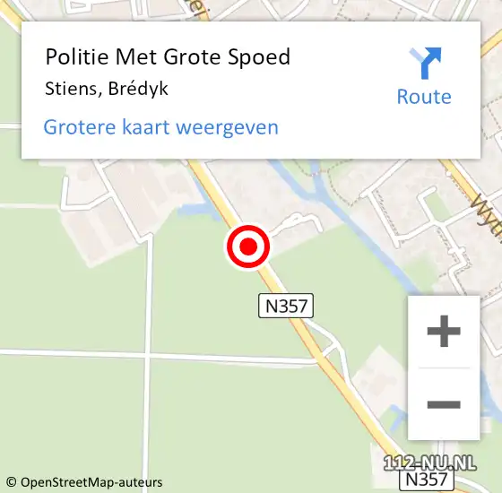 Locatie op kaart van de 112 melding: Politie Met Grote Spoed Naar Stiens, Brédyk op 17 oktober 2022 17:23