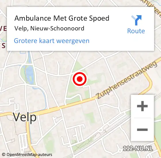 Locatie op kaart van de 112 melding: Ambulance Met Grote Spoed Naar Velp, Nieuw-Schoonoord op 17 oktober 2022 17:46