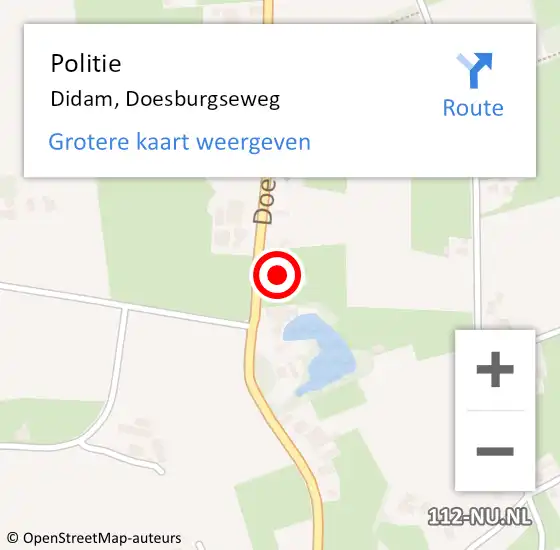 Locatie op kaart van de 112 melding: Politie Didam, Doesburgseweg op 17 oktober 2022 17:54