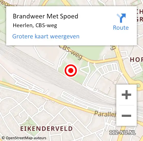 Locatie op kaart van de 112 melding: Brandweer Met Spoed Naar Heerlen, CBS-weg op 17 oktober 2022 17:57