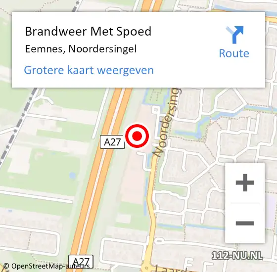 Locatie op kaart van de 112 melding: Brandweer Met Spoed Naar Eemnes, Noordersingel op 17 oktober 2022 18:07