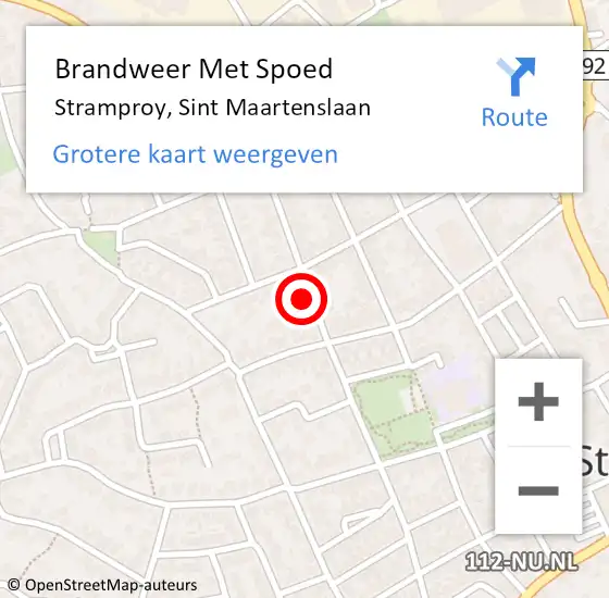 Locatie op kaart van de 112 melding: Brandweer Met Spoed Naar Stramproy, Sint Maartenslaan op 17 oktober 2022 18:13