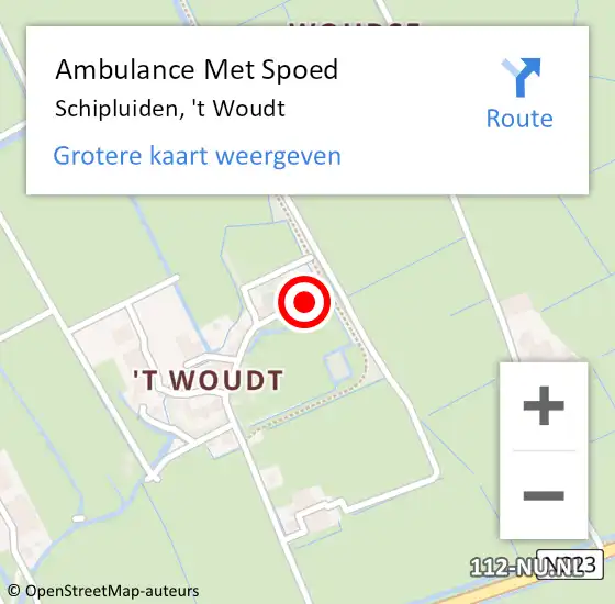 Locatie op kaart van de 112 melding: Ambulance Met Spoed Naar Schipluiden, 't Woudt op 17 oktober 2022 18:27