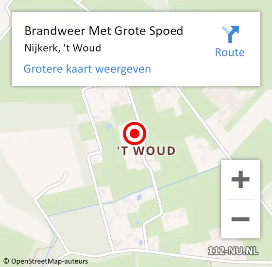 Locatie op kaart van de 112 melding: Brandweer Met Grote Spoed Naar Nijkerk, 't Woud op 17 oktober 2022 18:45