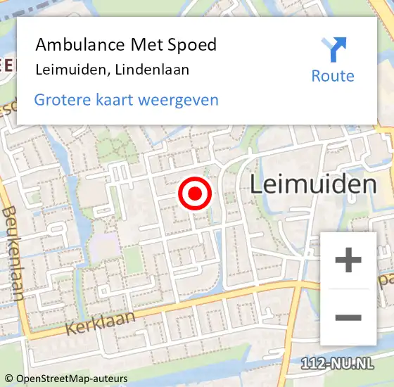 Locatie op kaart van de 112 melding: Ambulance Met Spoed Naar Leimuiden, Lindenlaan op 17 oktober 2022 19:10