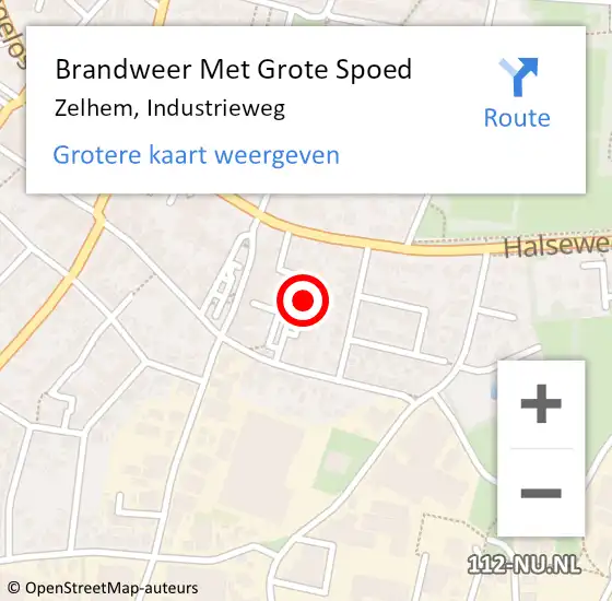 Locatie op kaart van de 112 melding: Brandweer Met Grote Spoed Naar Zelhem, Industrieweg op 17 oktober 2022 19:43