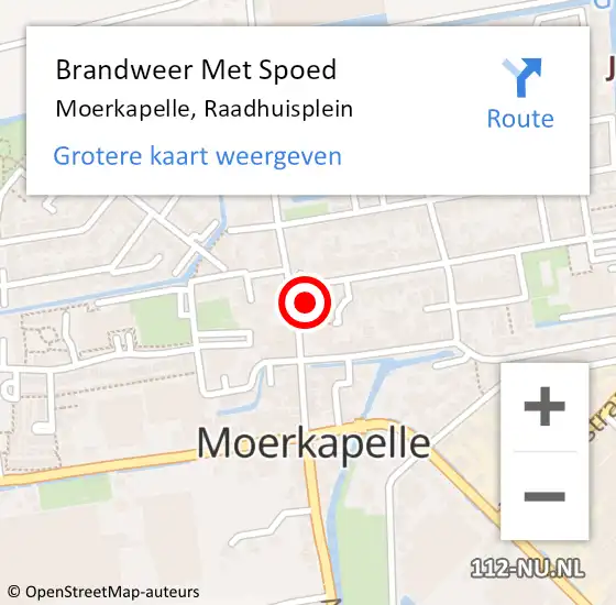 Locatie op kaart van de 112 melding: Brandweer Met Spoed Naar Moerkapelle, Raadhuisplein op 17 oktober 2022 20:28