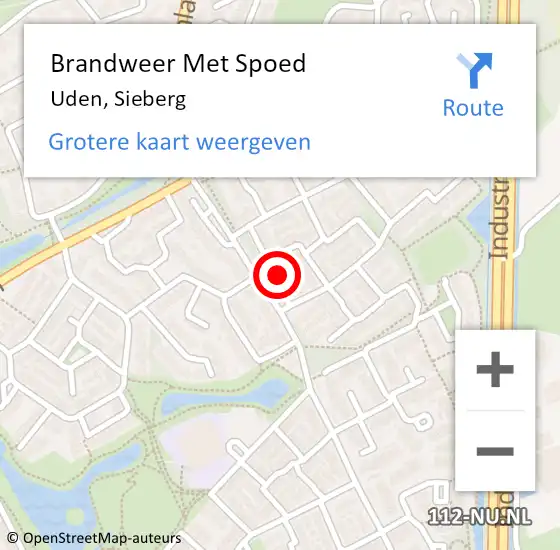 Locatie op kaart van de 112 melding: Brandweer Met Spoed Naar Uden, Sieberg op 17 oktober 2022 20:29