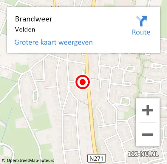 Locatie op kaart van de 112 melding: Brandweer Velden op 17 oktober 2022 20:30