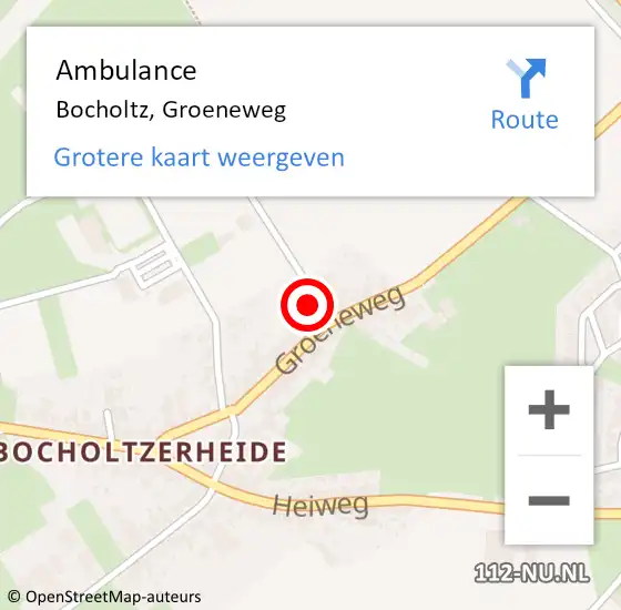 Locatie op kaart van de 112 melding: Ambulance Bocholtz, Groeneweg op 1 augustus 2014 20:07