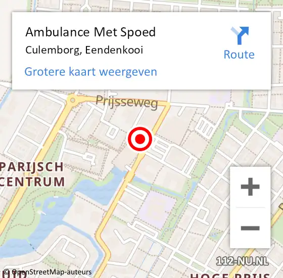 Locatie op kaart van de 112 melding: Ambulance Met Spoed Naar Culemborg, Eendenkooi op 17 oktober 2022 20:59