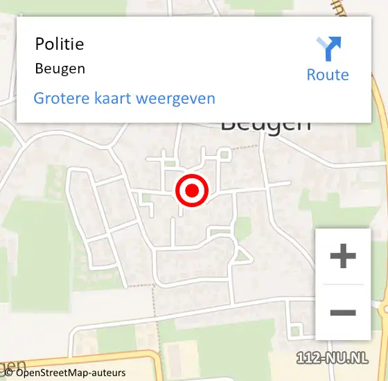 Locatie op kaart van de 112 melding: Politie Beugen op 17 oktober 2022 21:04