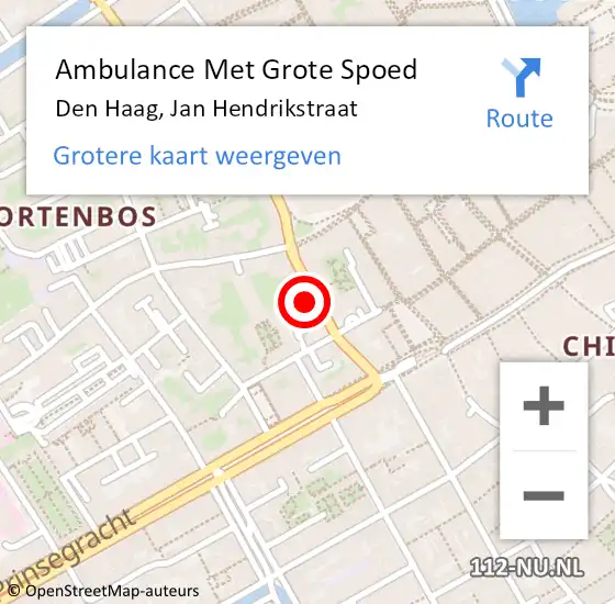 Locatie op kaart van de 112 melding: Ambulance Met Grote Spoed Naar Den Haag, Jan Hendrikstraat op 17 oktober 2022 21:12