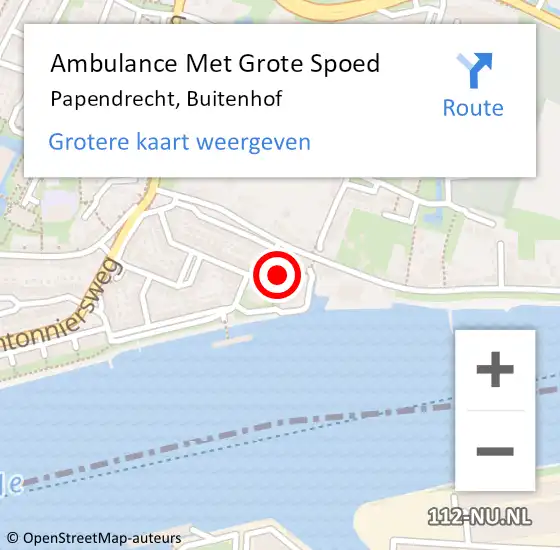 Locatie op kaart van de 112 melding: Ambulance Met Grote Spoed Naar Papendrecht, Buitenhof op 17 oktober 2022 21:16