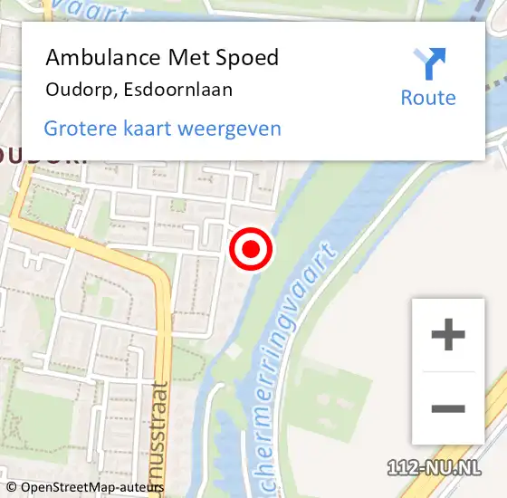 Locatie op kaart van de 112 melding: Ambulance Met Spoed Naar Oudorp, Esdoornlaan op 17 oktober 2022 21:20