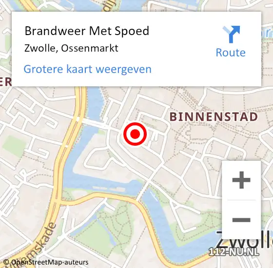 Locatie op kaart van de 112 melding: Brandweer Met Spoed Naar Zwolle, Ossenmarkt op 17 oktober 2022 21:34