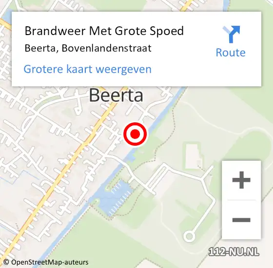 Locatie op kaart van de 112 melding: Brandweer Met Grote Spoed Naar Beerta, Bovenlandenstraat op 17 oktober 2022 21:41