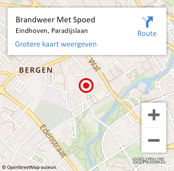 Locatie op kaart van de 112 melding: Brandweer Met Spoed Naar Eindhoven, Paradijslaan op 17 oktober 2022 21:46