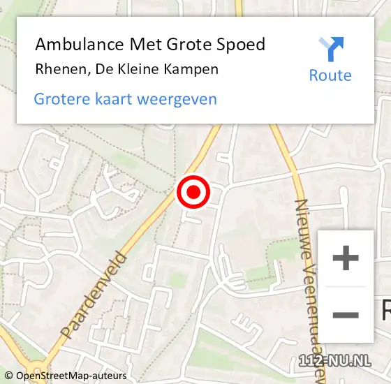 Locatie op kaart van de 112 melding: Ambulance Met Grote Spoed Naar Rhenen, De Kleine Kampen op 17 oktober 2022 21:53