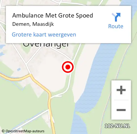 Locatie op kaart van de 112 melding: Ambulance Met Grote Spoed Naar Demen, Maasdijk op 17 oktober 2022 22:24