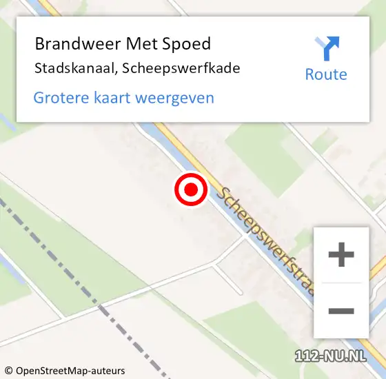 Locatie op kaart van de 112 melding: Brandweer Met Spoed Naar Stadskanaal, Scheepswerfkade op 17 oktober 2022 22:24