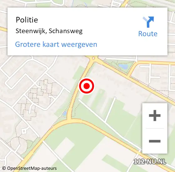 Locatie op kaart van de 112 melding: Politie Steenwijk, Schansweg op 17 oktober 2022 22:34