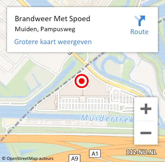 Locatie op kaart van de 112 melding: Brandweer Met Spoed Naar Muiden, Pampusweg op 17 oktober 2022 22:38